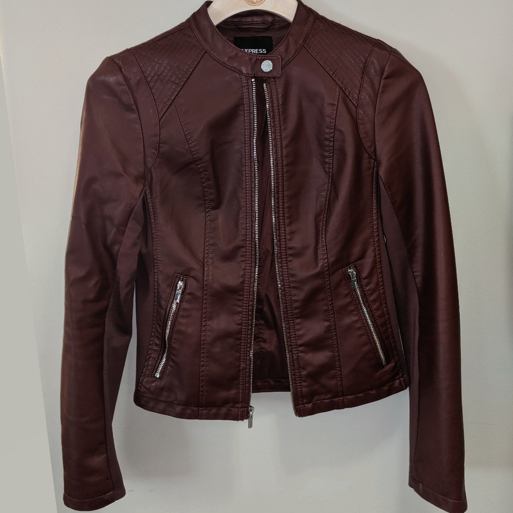 Express (Minus) the Leather Double Peplum Jacket